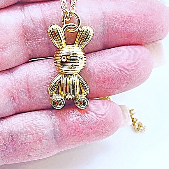 Balloon Bunny Necklaces in White or Yellow Gold Filled, NWT, 14-18”, Gift Box - Picture 4 of 7